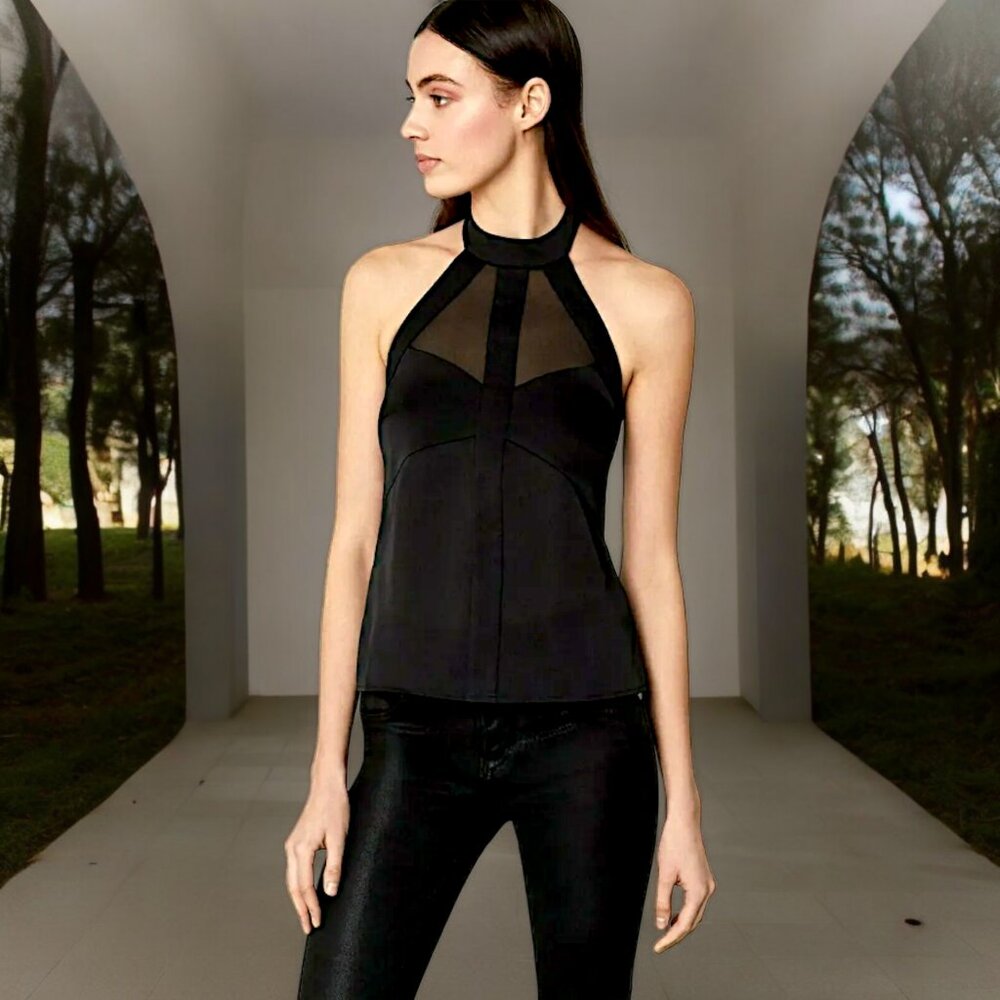 BCBG MAXAZRIA Satin Halter Top